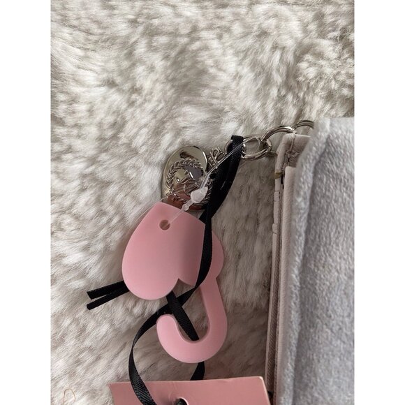 JUICY COUTURE GIRLIE ROYALTY Double Sided Trifold Wallet Dove Grey Pink NEW - Picture 3 of 9